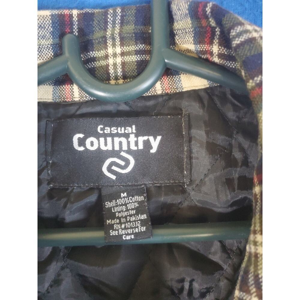 Casual Country Insulated Flannel Button Front Shirt Black & Gray Plaid Men's M - Picture 3 of 15